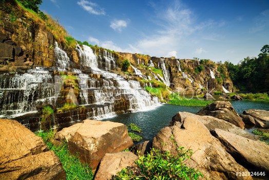 Picture of Amazing view of natural cascading waterfall with crystal water